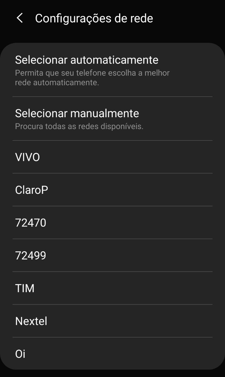 List of networks in an Android Phone. Here the 72470 network I just created